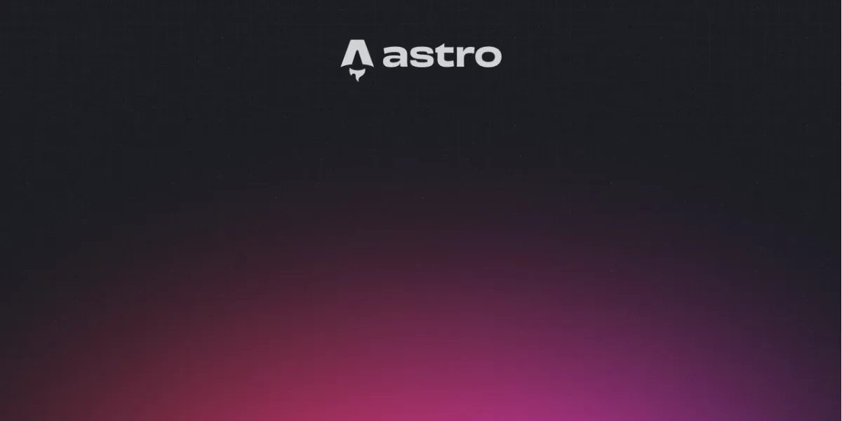The Astro logo on a dark background with a pink glow.