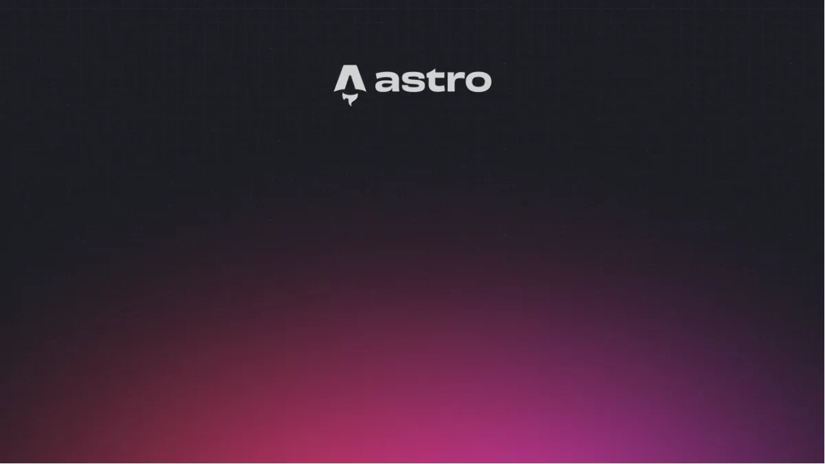 The Astro logo on a dark background with a pink glow.